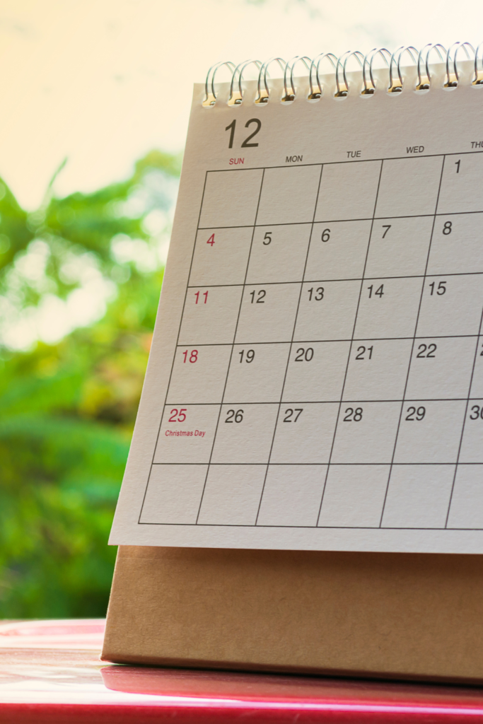 A calendar as a decorative for dates in Greek