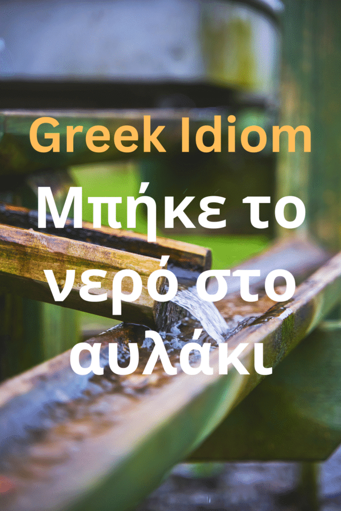 greek idiom mpike to nero sto avlaki