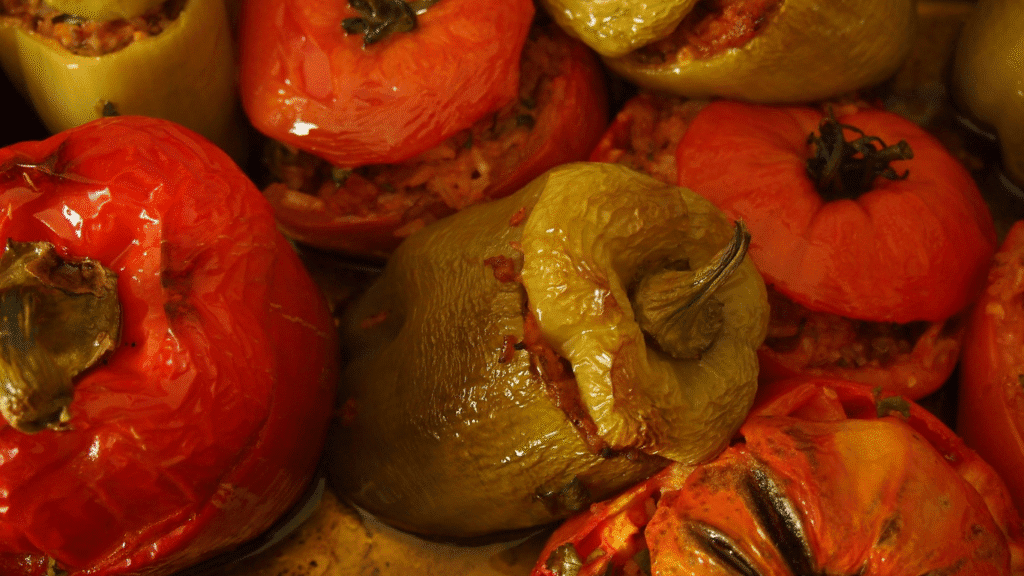 greek food gemista stuffed tomatoes and peppers