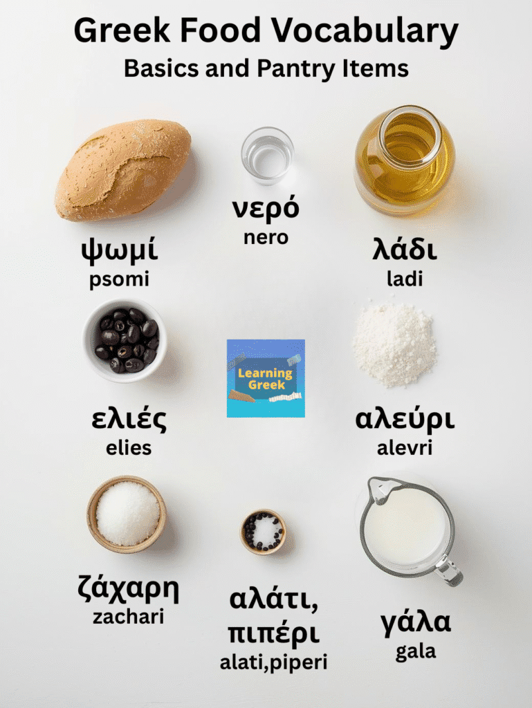 greek food vocabulary basics and pantry items