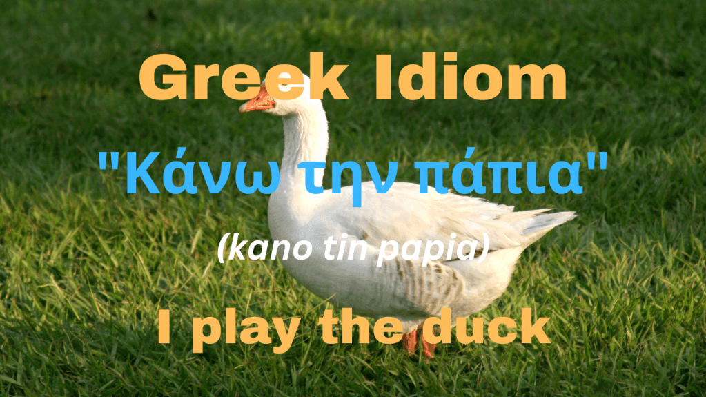 Greek Idiom Κανω την παπια