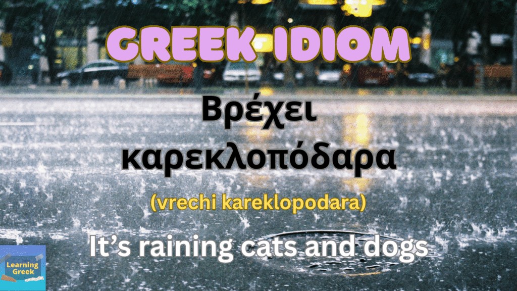 the meaning of greek idiom vrechi kareklopodara