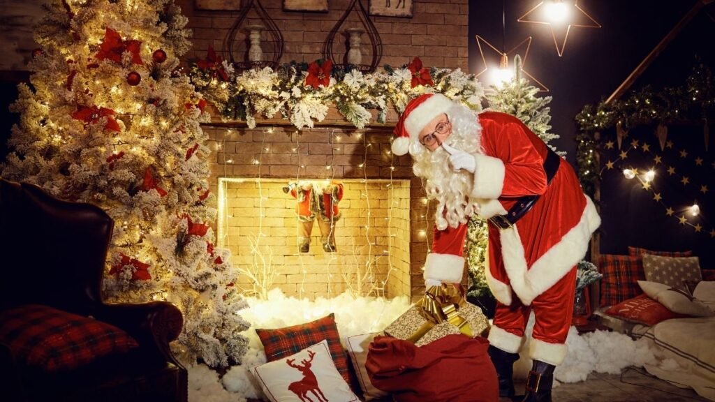 santa leaving presents for the kids