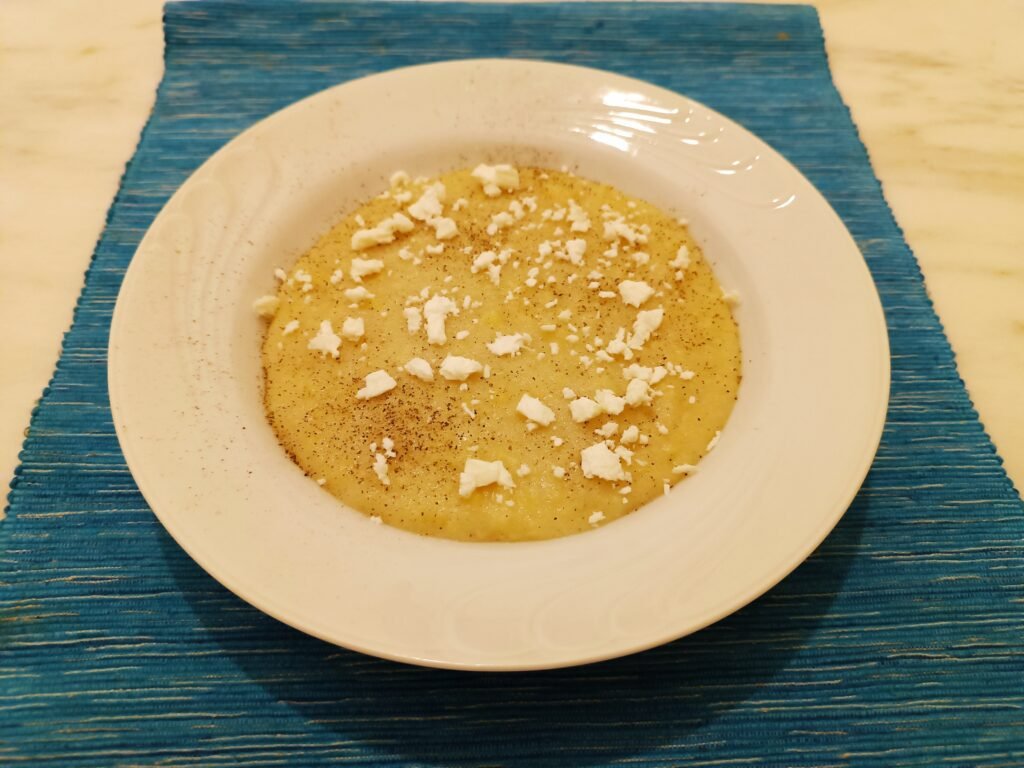 trahanas with feta and pepper