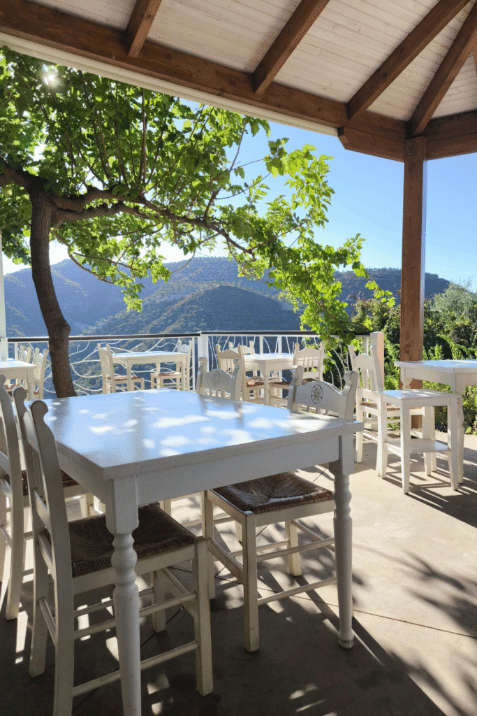 A Greek taverna which is usually empty at 7 pm